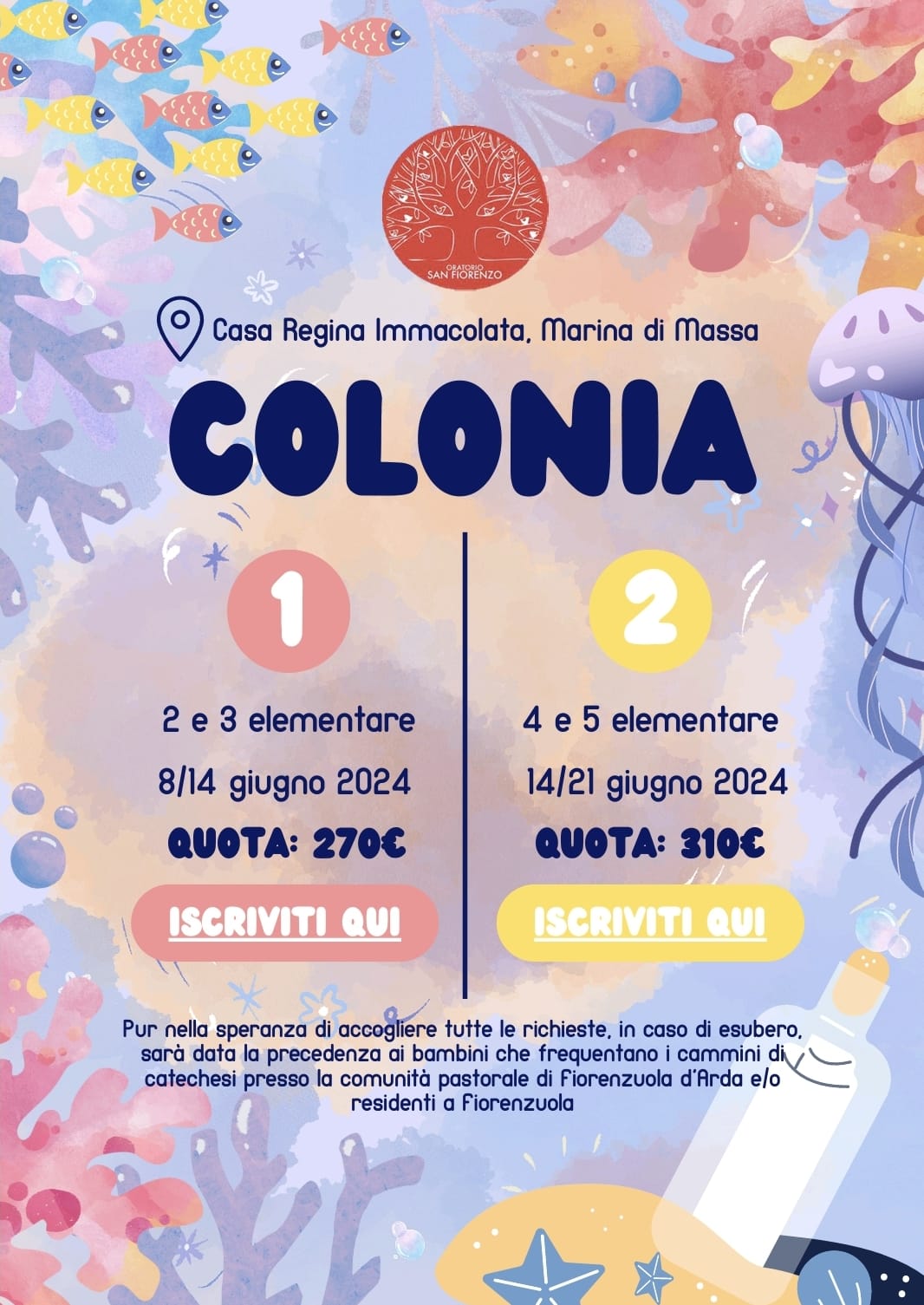 VOLANTINO ISCRIZIONE COLONIA COLONIA 2024 – INFORMAZIONI E LINK